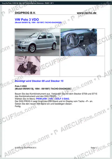 Watermarked preview of V.a.g Vw Polo 3 VDO Bj 1994 1997 Tachodiagnose Reference