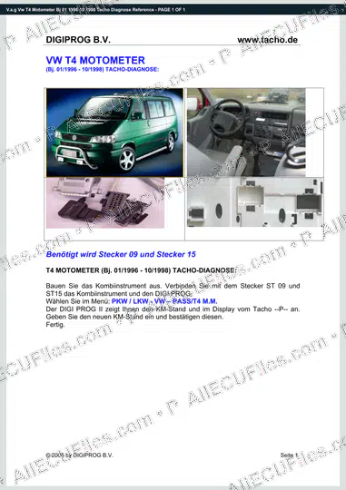 Watermarked preview of V.a.g Vw T4 Motometer Bj 01 1996 10 1998 Tacho Diagnose Reference