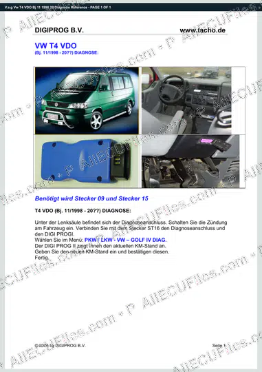 Watermarked preview of V.a.g Vw T4 VDO Bj 11 1998 20 Diagnose Reference