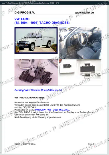 Watermarked preview of V.a.g Vw Taro Motometer Bj 1994 1997 Tacho Diagnose Doc Reference
