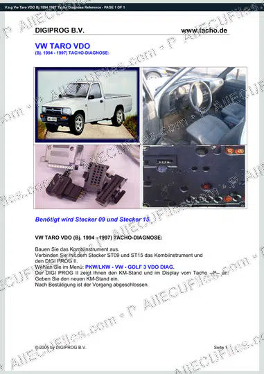 Watermarked preview of V.a.g Vw Taro VDO Bj 1994 1997 Tacho Diagnose Reference