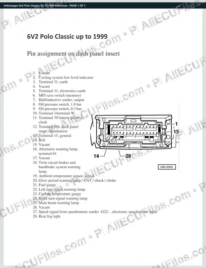Watermarked preview of Volkswagen 6v2 Polo Classic Up To 1999 Reference